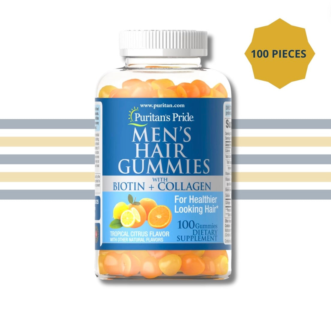 Gummies à cheveux puritains avec de la biotine et du collagène 100 gummies